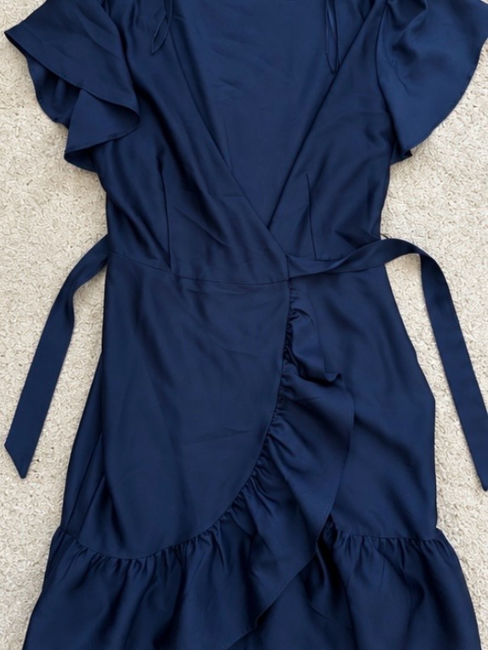 Trixxi Navy Ruffle Wrap Mini Dress